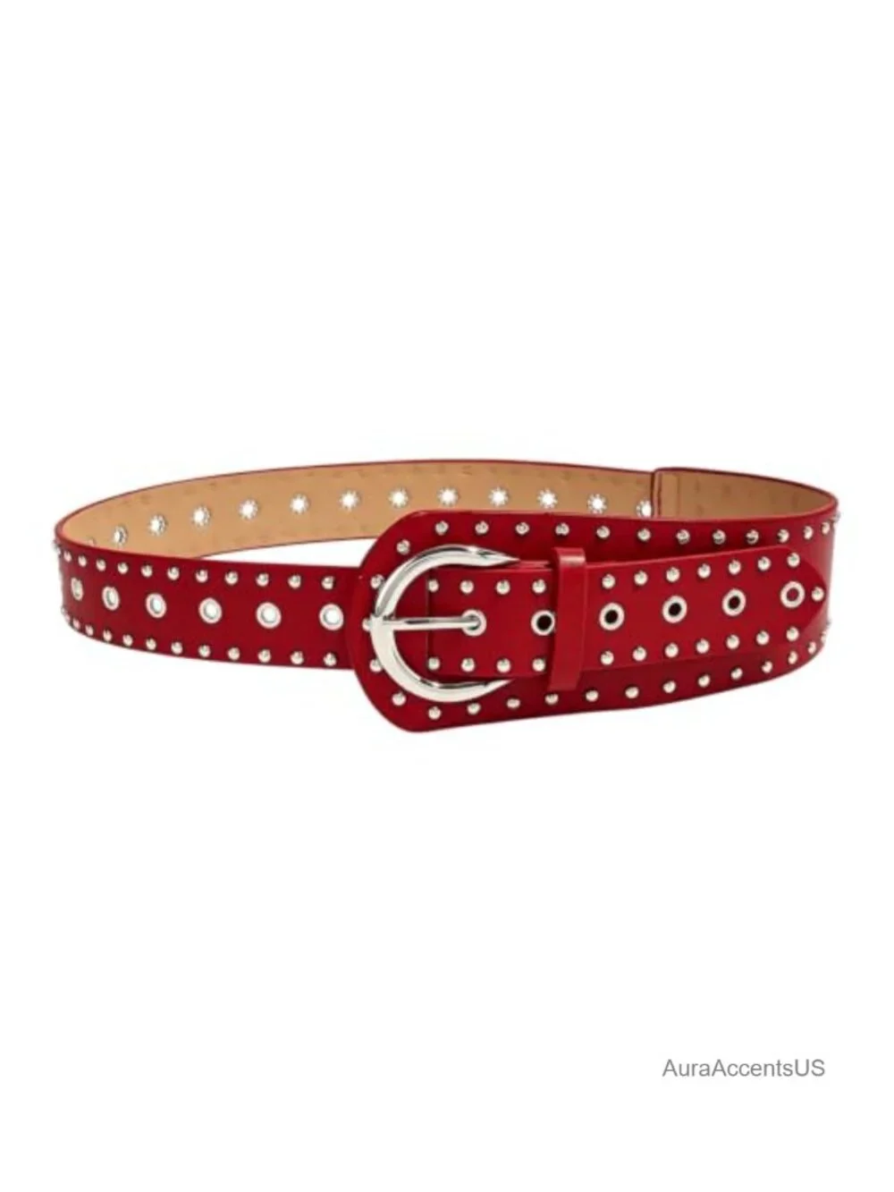 Y2K Studded Chunky PU Leather Belt Adjustable Silver Rivet Punk Gothic Festival
